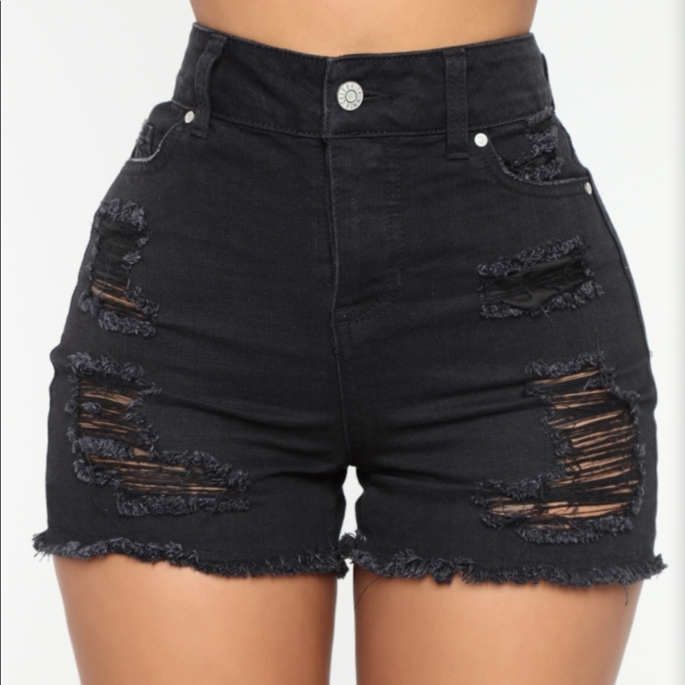 FashionNova Jacqueline Distressed High Rise Shorts